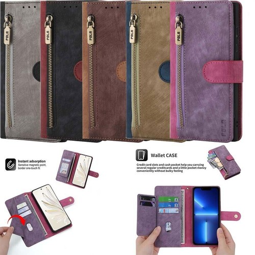 Zipper leather wallet - zipper,